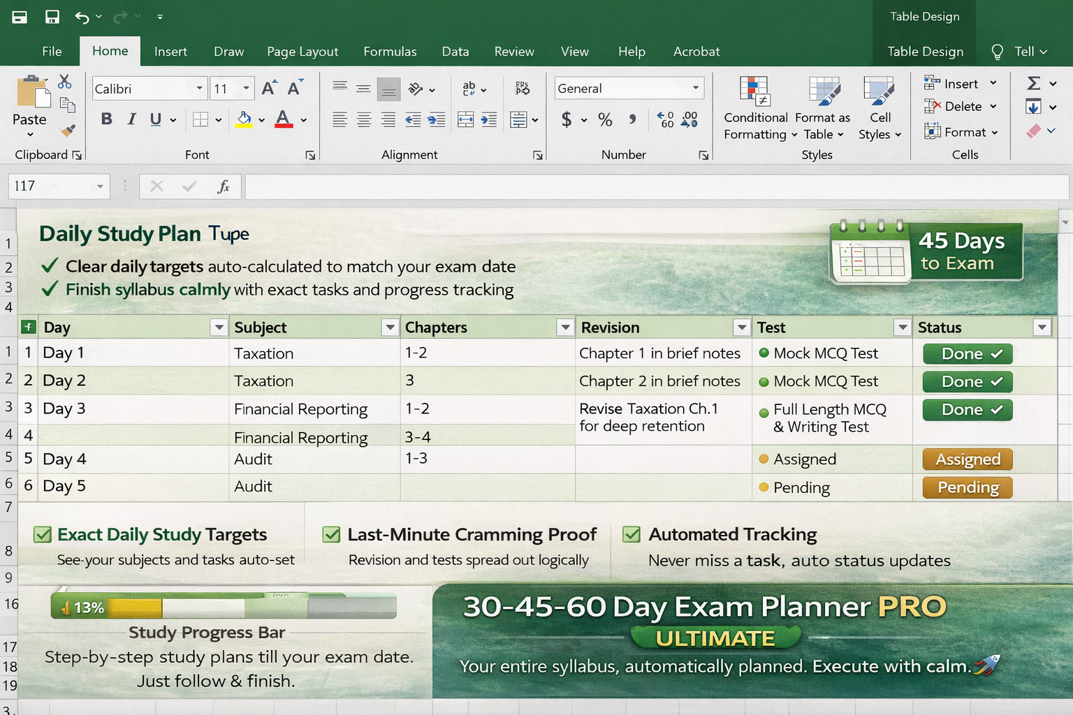 30-45-60 Day Exam Planner PRO ULTIMATE