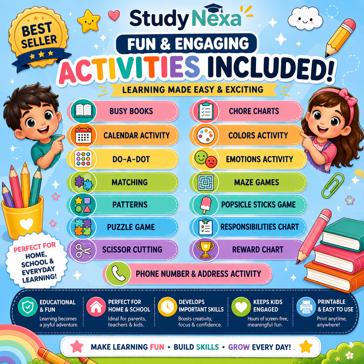 StudyNexa Mega Kids Printables Bundle – 10 Million+ Educational Worksheets, Flashcards, Activities & Coloring Pages