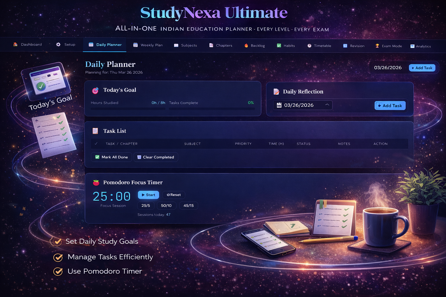 StudyNexa Ultimate – All-in-One Study Planner for Students | Lifetime Access