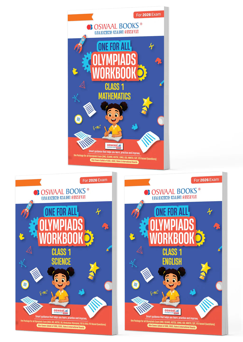 One For All Olympiad Workbook Class 1 (Maths, Science and English) Set of 3 Books by Oswaal Books