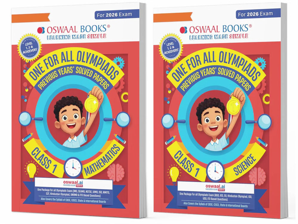 One For All (Maths + Science) Olympiad Previous Years' Solved Papers Class 1 (Set of 2 Books) by Oswaal Books