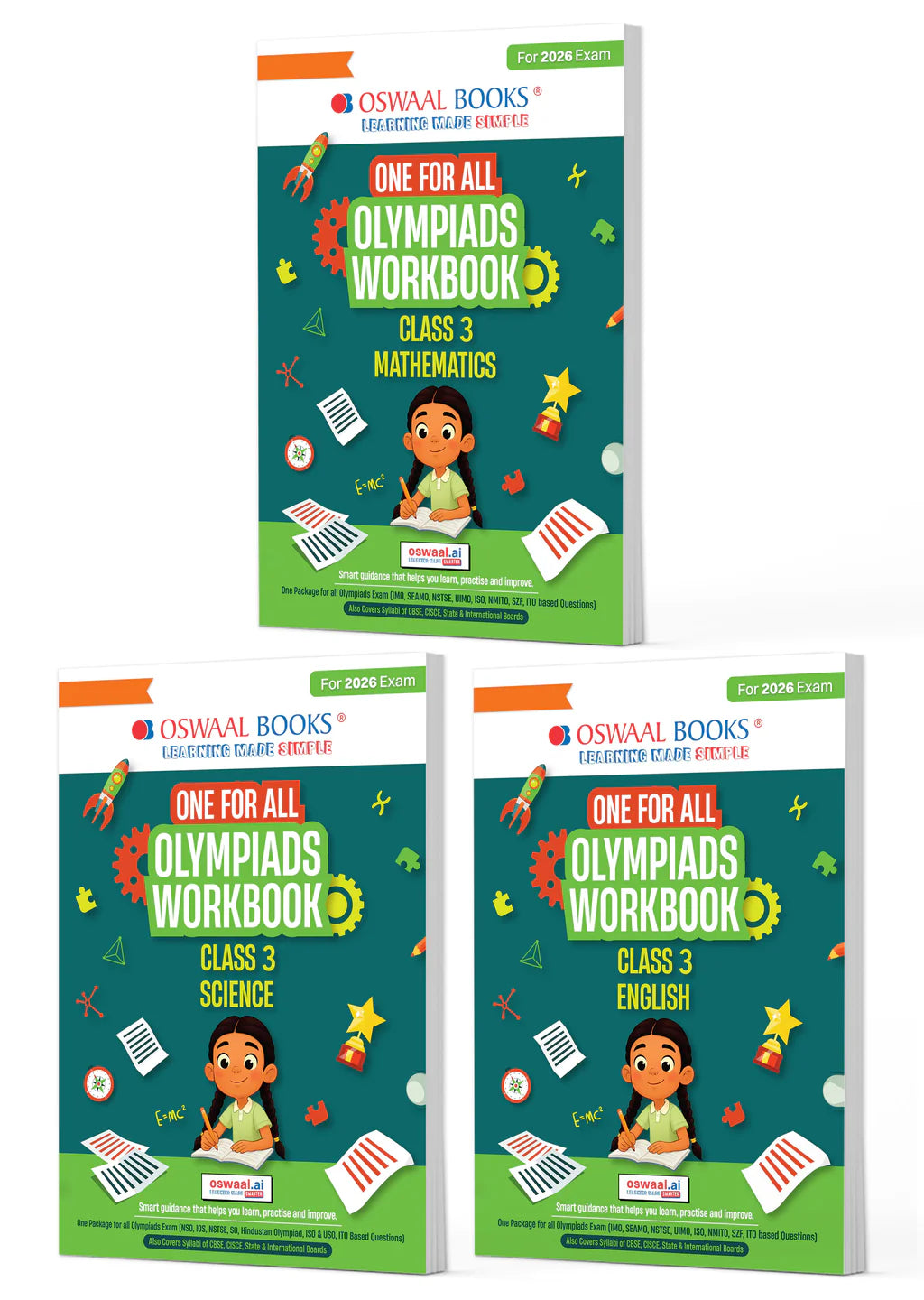 One For All Olympiad Workbook Class 3 (Maths, Science and English) Set of 3 Books by Oswaal Books