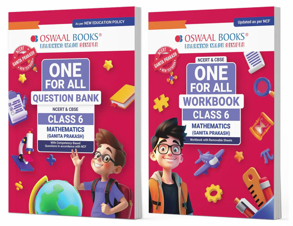 One For All Question Bank + One For All Workbook (NCERT & CBSE) for Class 6 Mathematics (Set of 2 Books) by Oswaal Books