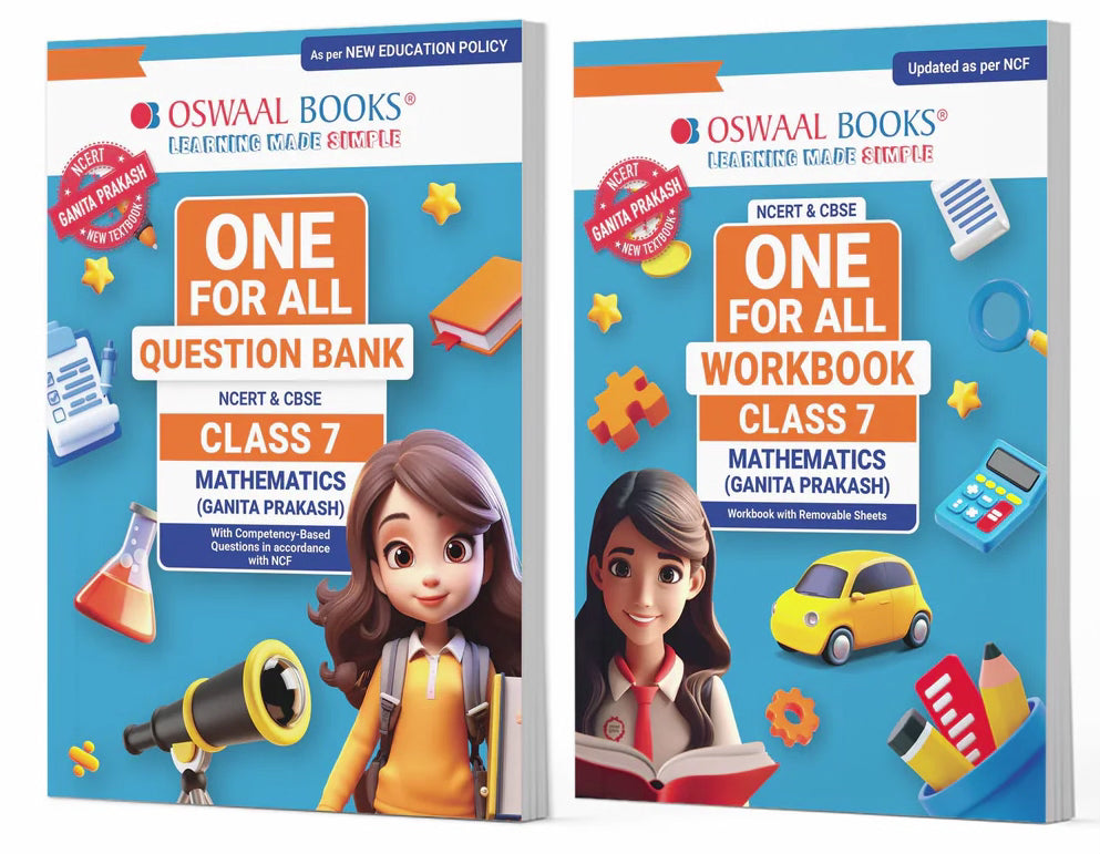 One For All Question Bank + One For All Workbook (NCERT & CBSE) for Class 7 Mathematics (Set of 2 Books) by Oswaal Books