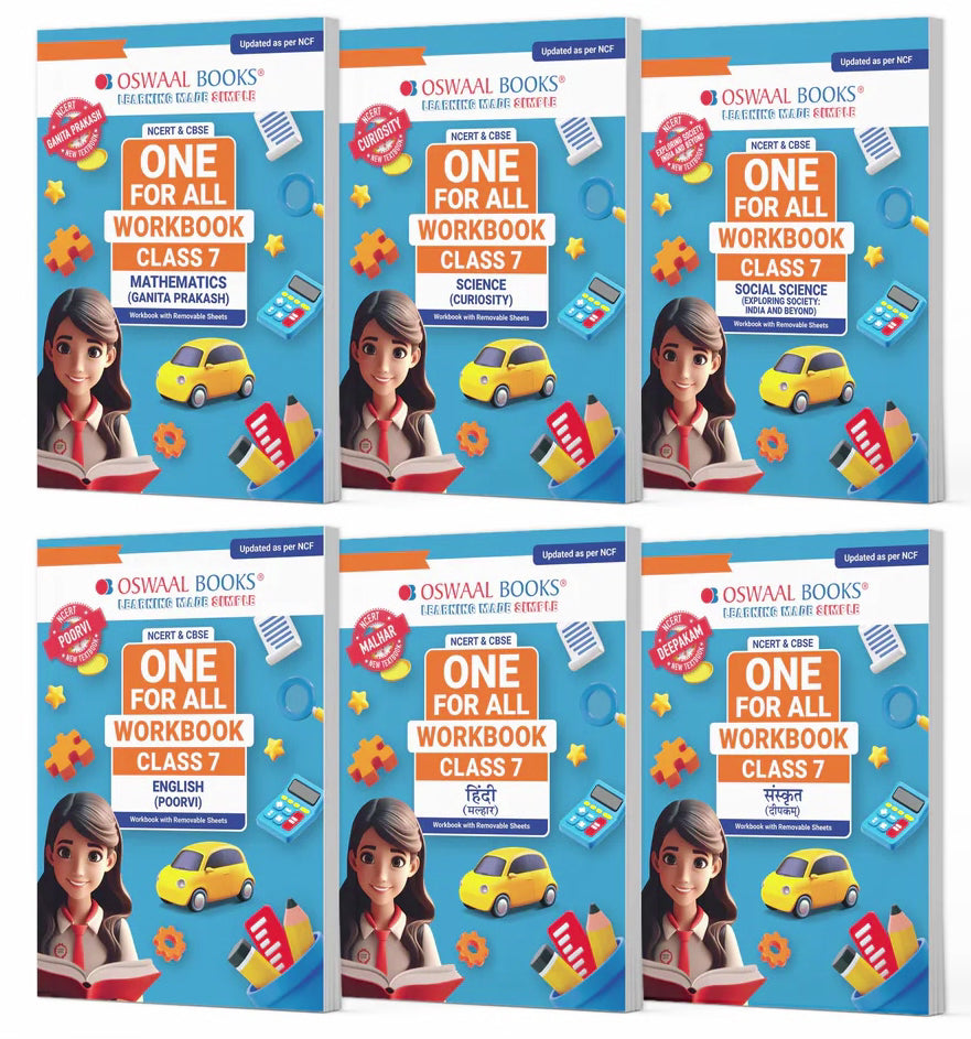 CBSE & NCERT One for All Workbooks for Class 7 (Math, English, Hindi, Science, Social Science , Sanskrit) Set of 6 Books by Oswaal Books