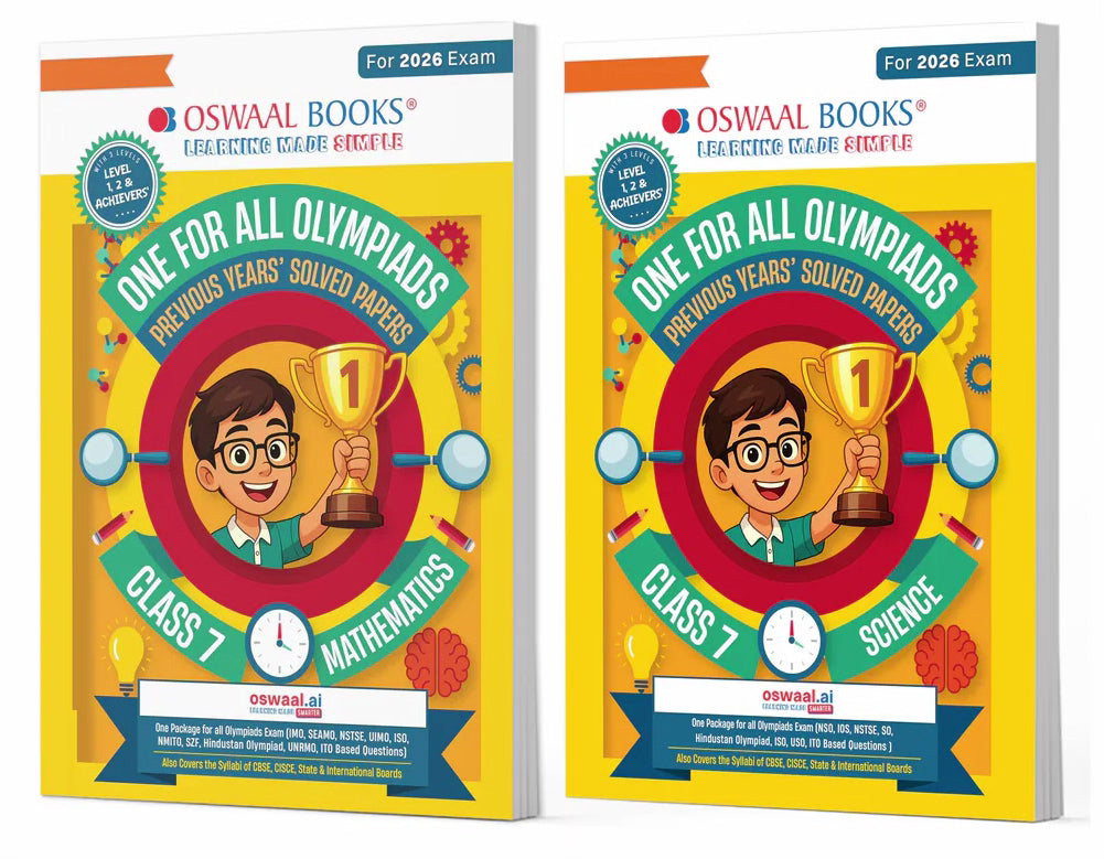 One For All (Maths + Science) Olympiad Previous Years' Solved Papers Class 7 (Set of 2 Books) by Oswaal Books