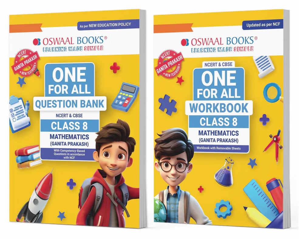 One For All Question Bank + One For All Workbook (NCERT & CBSE) for Class 8 Mathematics (Set of 2 Books) by Oswaal Books