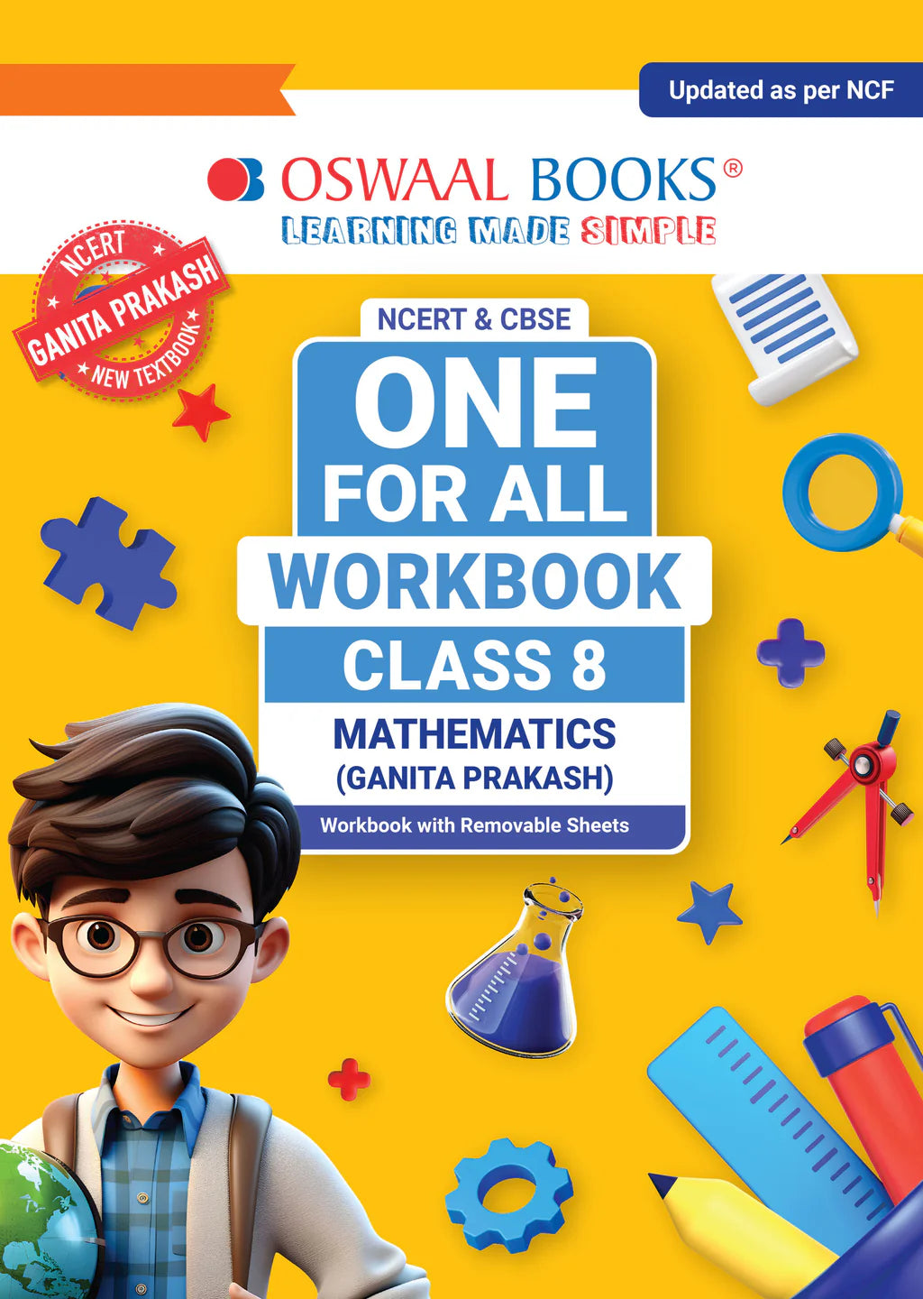 NCERT & CBSE One for all Workbook for Class 8 Mathematics (Ganita Prakash) by Oswaal Books