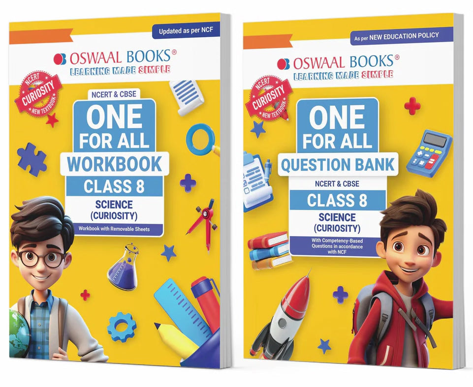 One For All Question Bank + One For All Workbook (NCERT & CBSE) for Class 8 Science (Set of 2 Books) by Oswaal Books