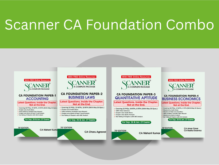 Shuchita Scanner Combo CA Foundation Paper 1 to 4 (Acc, BL, QA & BE) Green Edition