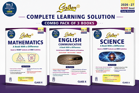 Golden's Mathematics, Science and English Communicative Combo - Based on NEW NCERT (includes Objective Type Question Bank) - Class 10 Study Material (Books)
