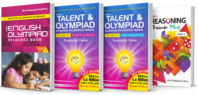BMA's Class - 2 Olympiad 4 Books Combo (English, Reasoning, Maths & General Science)