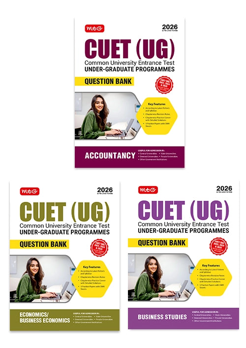NTA CUET (UG) Chapter wise Question Bank - Accountancy, Business Studies and Economics Combo (Set of 3 Books) By MTG Learning