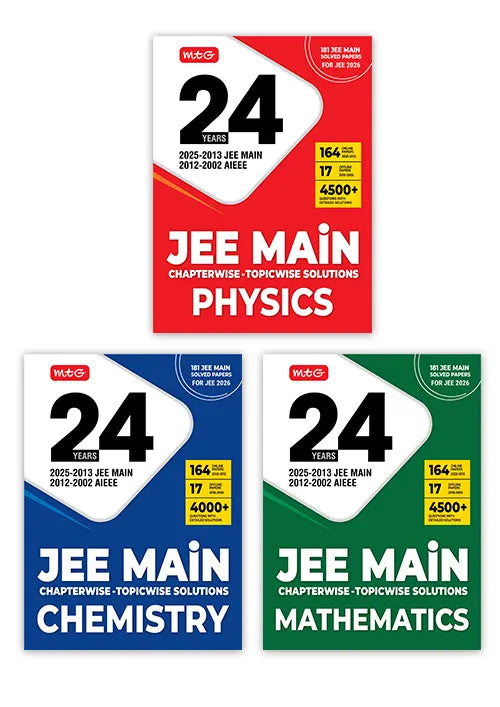 24 Years JEE MAIN Chapterwise Topicwise (2025-2002) – Physics, Chemistry and Mathematics (Combo) By MTG Learning