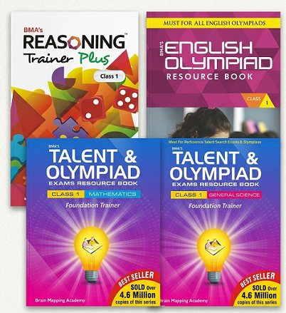 BMA's Class - 1 Olympiad 4 Books Combo (English, Reasoning, Maths & General Science)