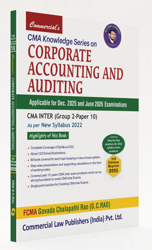 Commercial CMA Knowledge Series On Corporate Accounting and Auditing Book for CMA Inter by FCMA GC Rao