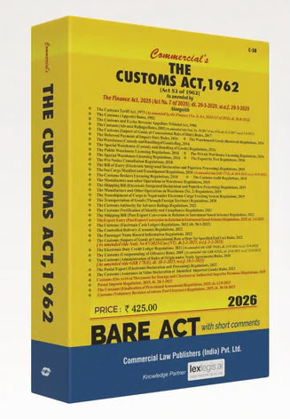 Commercial's Customs Act, 1962 Book (As Amended by The Finance Act 2025)