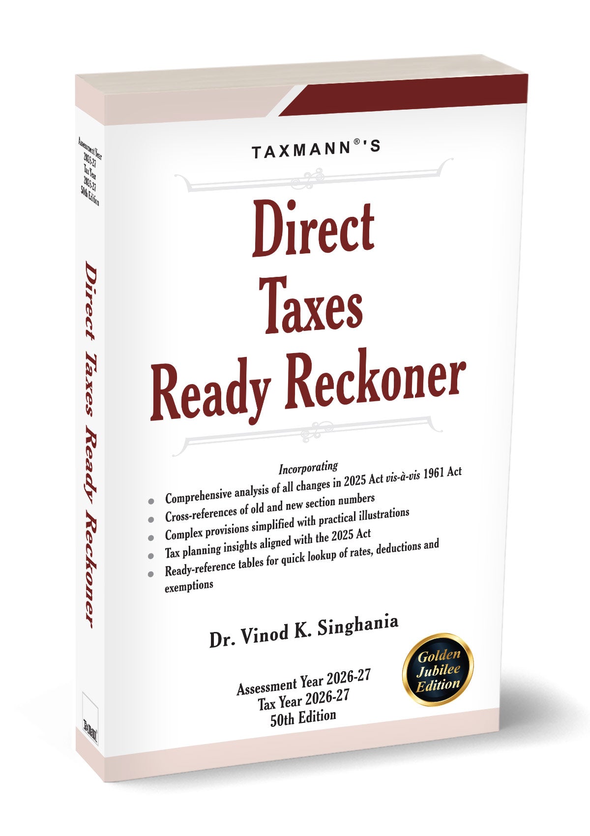Book titled 'Direct Taxes Ready Reckoner' by Taxmann on a white background