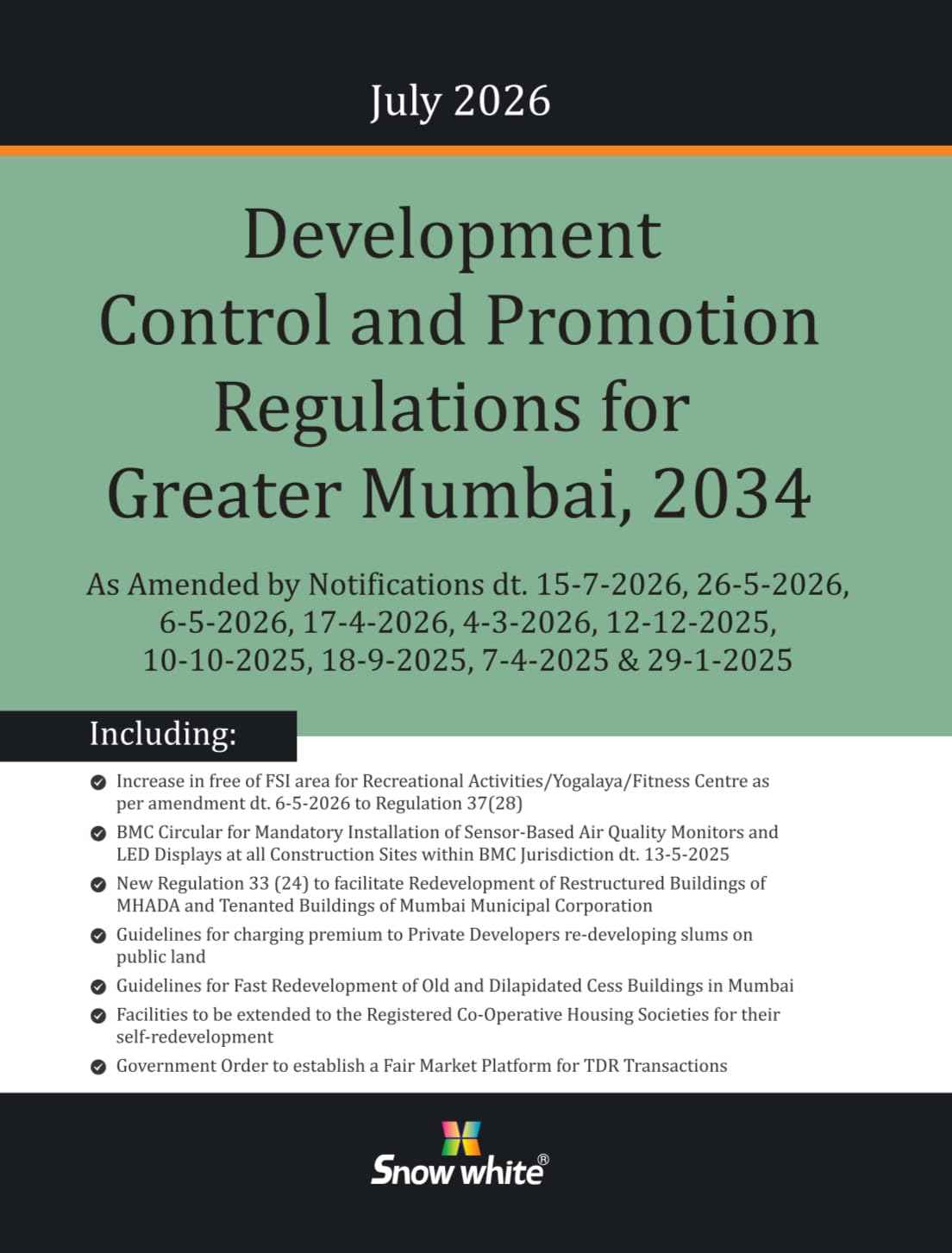 Development Control and Promotion Regulations (DCR) for Greater Mumbai, 2034 - Book By Snow White