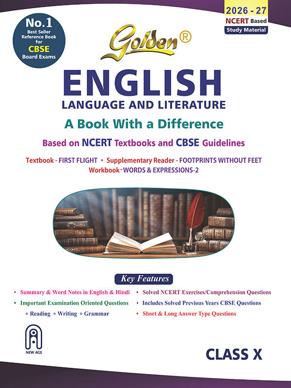 Golden's English - Language and Literature (Based on NCERT Textbook First Flight and Footprints without feet, includes Objective Type Question Bank) - Class 10 Study Material (Book)