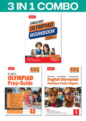 Class 5 International English Olympiad (IEO) Workbook, Prep-Guide and Previous Years Papers (PYQs) - Books (3 IN 1 COMBO) By MTG Learning
