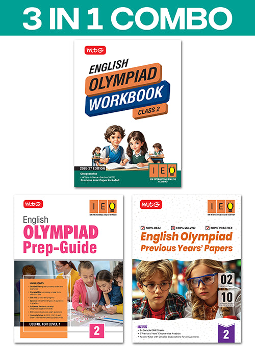 Class 2 International English Olympiad (IEO) Workbook, Prep-Guide and Previous Years Papers (PYQs) (3 IN 1 COMBO) By MTG Learning
