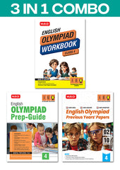 Class 4 International English Olympiad (IEO) Workbook, Prep-Guide and Previous Years Papers (PYQs) Books  - 3 IN 1 COMBO By MTG Learning