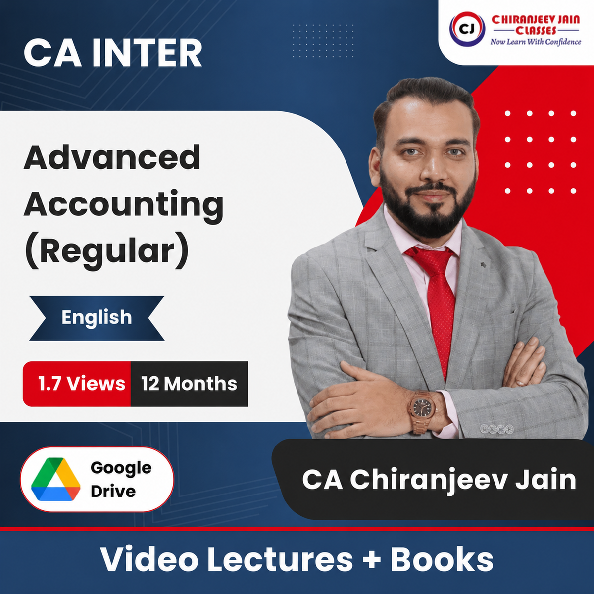 CA Inter Advanced Accounting (Regular) Video Lectures in English by CA Chiranjeev Jain (Google Drive + Books, 12 Months, 1.7 Views)