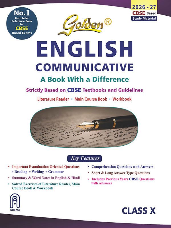 Golden's English Communicative - Based on CBSE Textbooks (Includes Objective Type Question Bank) - Class 10 Study Material (Book)