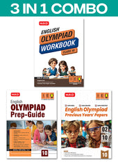 Class 10 International English Olympiad (IEO) Workbook, Prep-Guide and Previous Years Papers (PYQs) - Books (3 IN 1 COMBO) By MTG Learning
