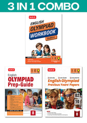 Class 8 International English Olympiad (IEO) Workbook, Prep-Guide and Previous Years Papers (PYQs) (3 IN 1 COMBO)- Books By MTG Learning