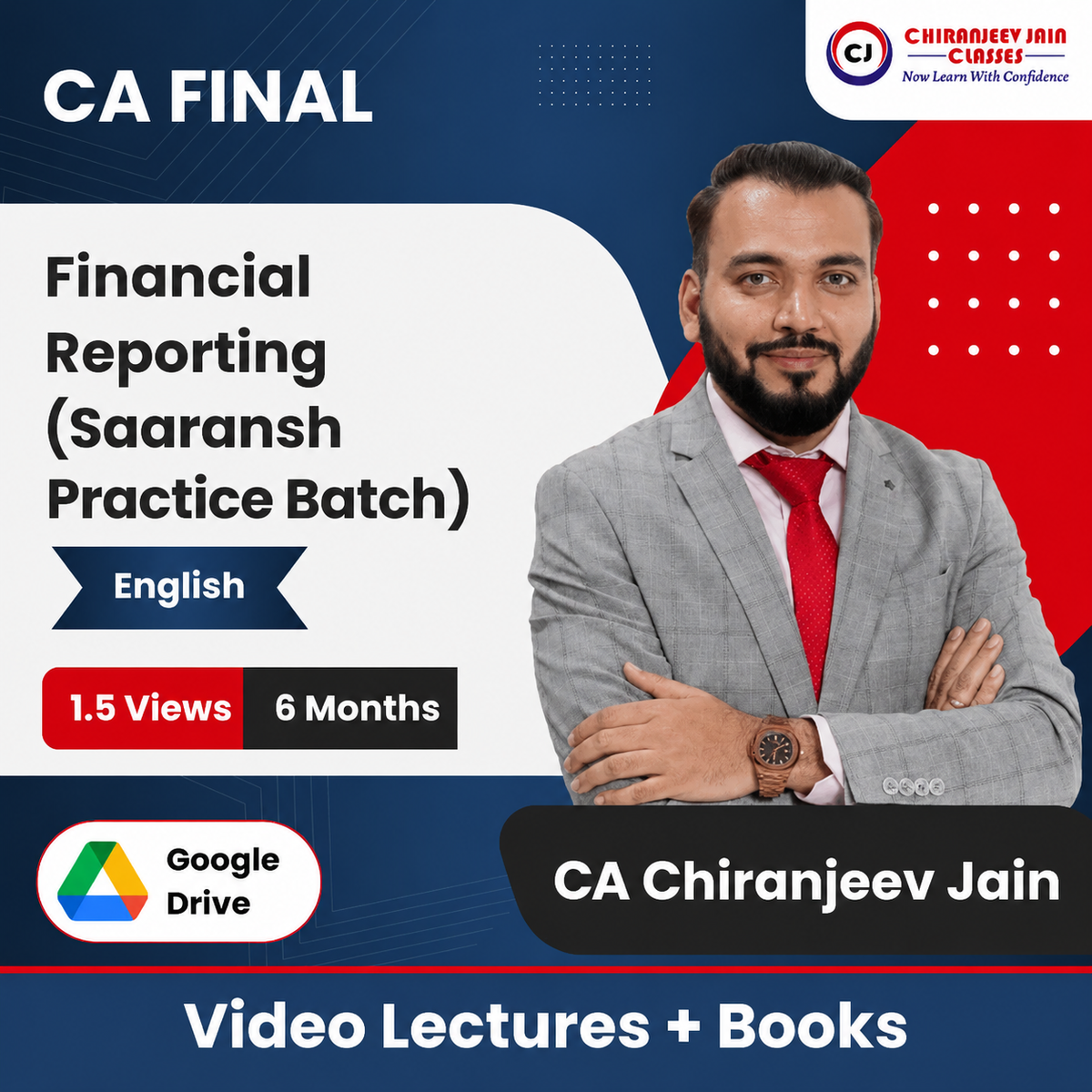 CA Final Financial Reporting (SAARANSH Practice Batch) Video Lectures in English by CA Chiranjeev Jain (Google Drive + Books, 6 Months, 1.5 Views)