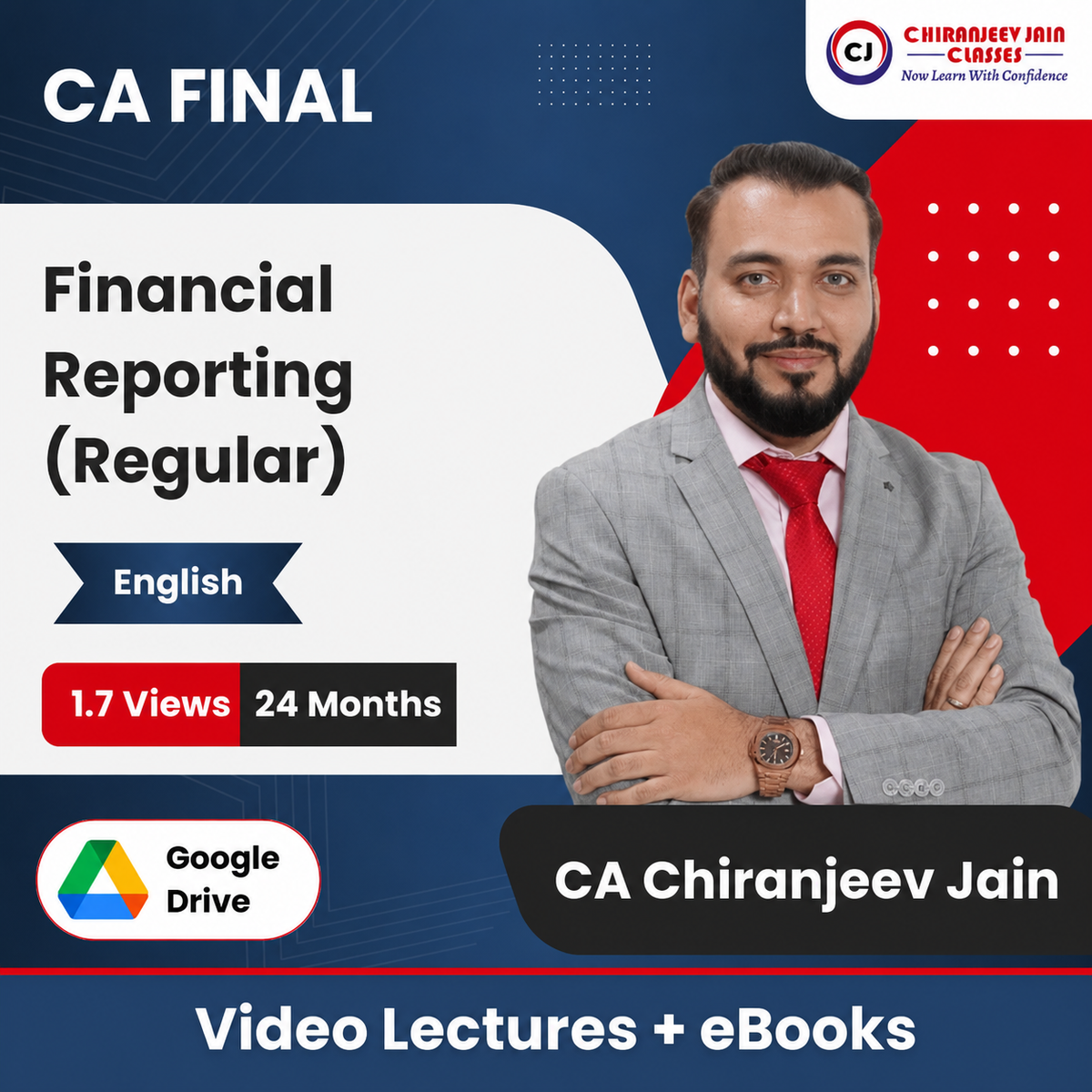 CA Final Financial Reporting (Regular) Video Lectures in English by CA Chiranjeev Jain (Google Drive + eBooks, 24 Months, 1.7 Views)
