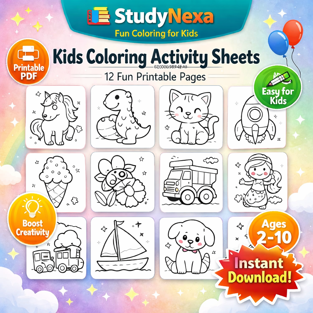 StudyNexa 16000+ Kids Learning Activities Bundle 🎯 | Worksheets, Games, Flashcards & Printable Learning Pack