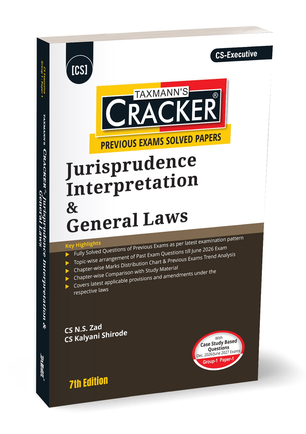 Taxmann Cracker -Jurisprudence Interpretation and General Laws Book for CS Executive by N.S. Zad, Kalyani Shirode