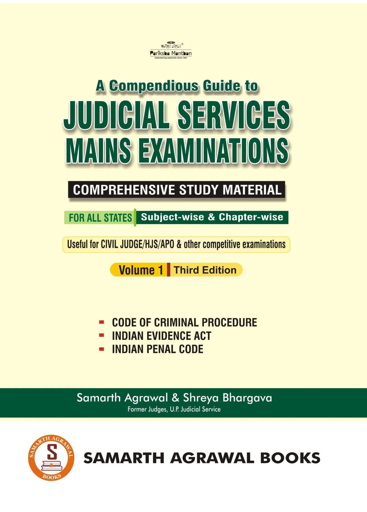 A Compendious Guide to Judicial Services Mains Examinations (Volume 1) - Book By Samarth Agrawal Books