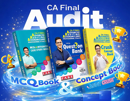 CA Final Audit Full Bookset (Concept Book - Audit Crush + MCQs + QB) without Drone Charts & with PODs