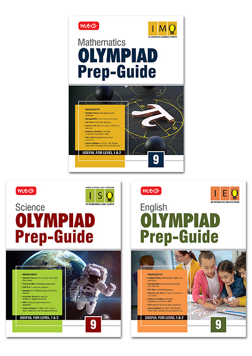 Class-9 Olympiad Prep-Guide Mathematics, Science and English (OPG Combo Pack) For SOF - Books By MTG Learning