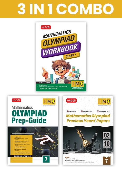 Class 7 International Mathematics Olympiad (IMO) Workbook, Prep-Guide and Previous Years Papers (PYQs) with Mock Test Paper – SOF Olympiad Books (3 IN 1 COMBO) By MTG Learning