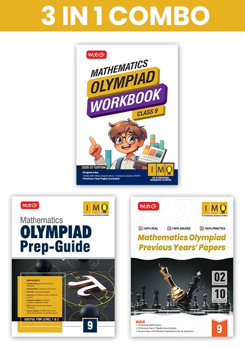Class 9 International Mathematics Olympiad (IMO) Workbook, Prep-Guide and Previous Years Papers (PYQs) with Mock Test Paper – SOF Olympiad Books (3 IN 1 COMBO) By MTG Learning