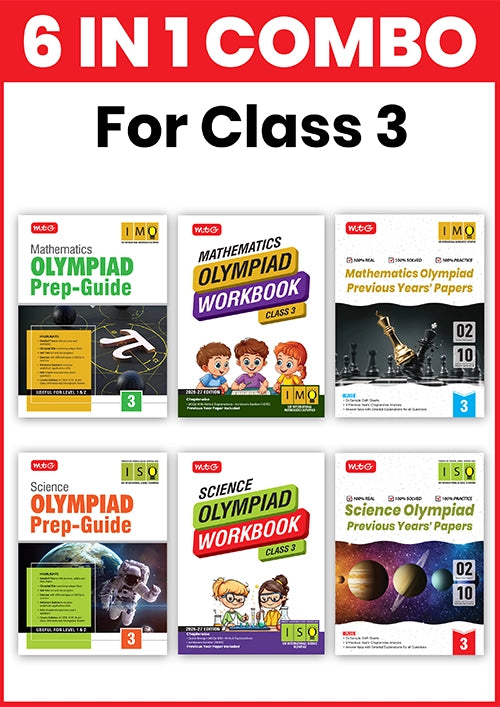 Class-3 (Mathematics and Science) IMO-ISO Olympiad Workbook, Prep-Guide and Previous Years Papers (PYQs) Books (6 IN 1 COMBO) By MTG Learning