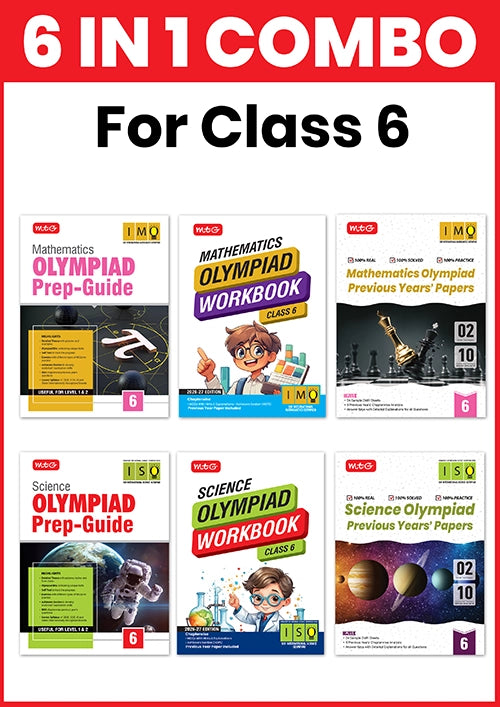Class-6 (Mathematics and Science) IMO-ISO Olympiad Workbook, Prep-Guide and Previous Years Papers (PYQs) Books (6 IN 1 COMBO) By MTG Learning