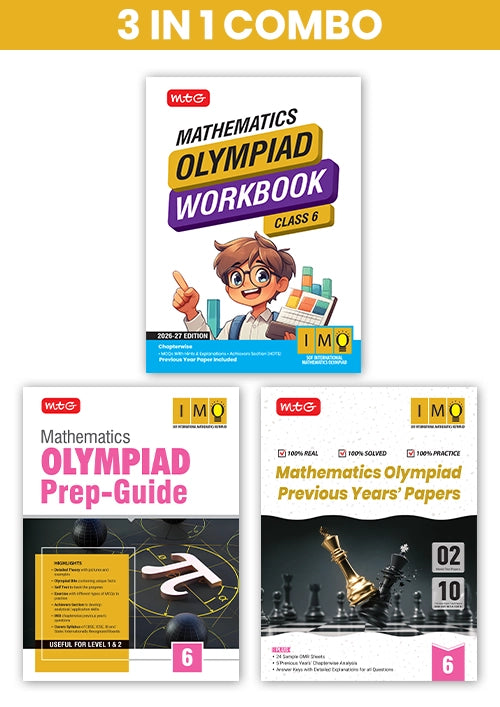 Class 6 International Mathematics Olympiad (IMO) Workbook, Prep-Guide and Previous Years Papers (PYQs) with Mock Test Paper – SOF Olympiad Books (3 IN 1 COMBO) By MTG Learning
