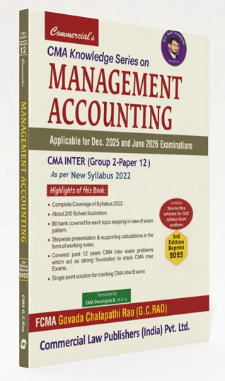 Commercial CMA Knowledge Series On Management Accounting Book for CMA Inter by FCMA GC Rao