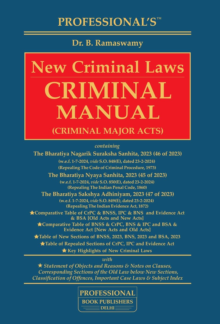 Professional's New Criminal Laws Criminal Manual (Criminal Majaor Acts) - Book