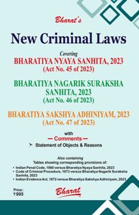 New Criminal Laws (Covering Bharatiya Nyaya Sanhita, Bharatiya Nagarik Suraksha Sanhita, Bharatiya Sakshya Adhiniyam) Book by Bharat Law House