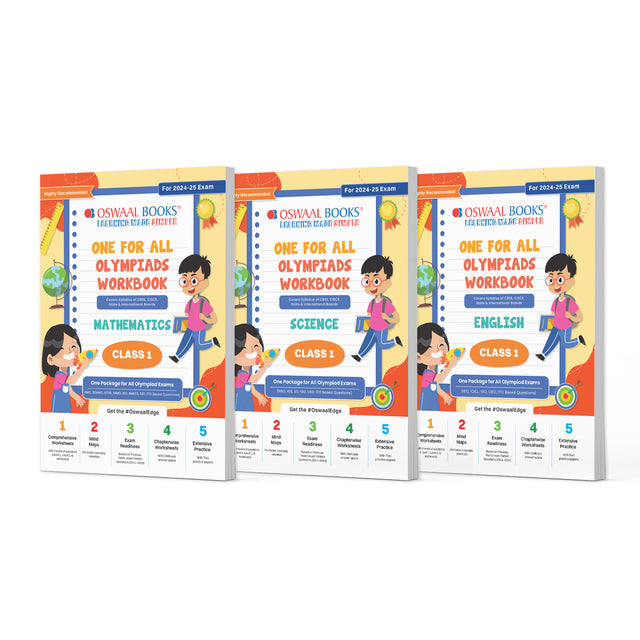 One For All Olympiad Workbook Class 1 (Maths, Science and English) Set of 3 Books by Oswaal Books