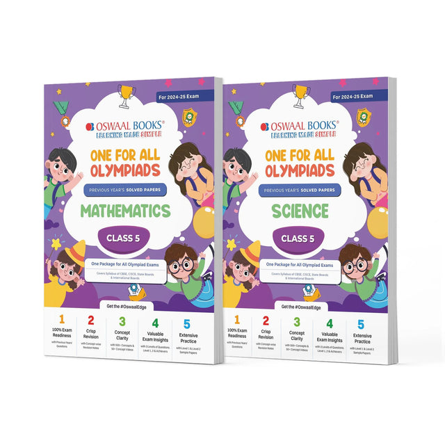 One For All (Maths + Science) Olympiad Previous Years' Solved Papers Class 5 (Set of 2 Books) by Oswaal Books