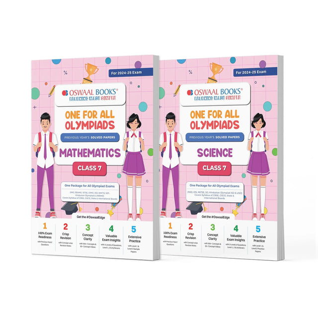 One For All (Maths + Science) Olympiad Previous Years' Solved Papers Class 7 (Set of 2 Books) by Oswaal Books