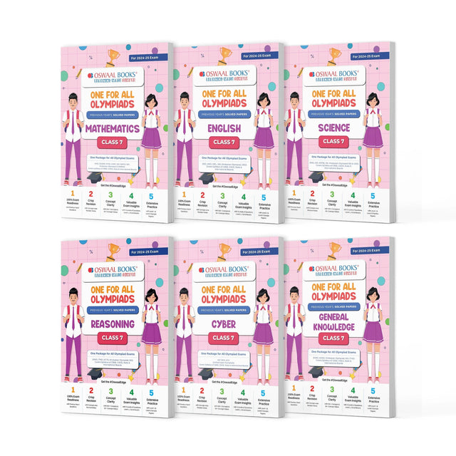 One For All Olympiad Previous Years' Solved Papers Class 7 (Set of 6 Books) by Oswaal Books